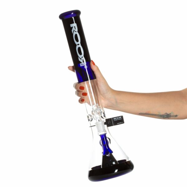 Shop ROOR Tech 18in Fixed Shower Head Big Beaker Bong - Blue Black in australian