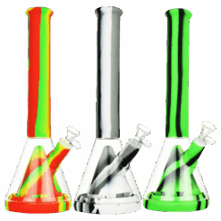 Shop Showerhead Pyramid Perc Striped Silicone & Glass Water Pipe in australian