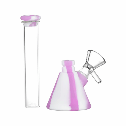 Shop Silicone on Glass Beaker Water Pipe | 6" | 14mm F | Assorted Colors | 6ct Bundle in australian