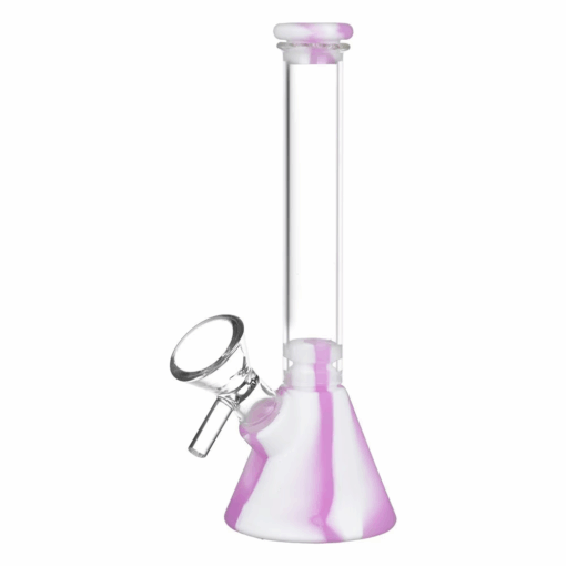 Shop Silicone on Glass Beaker Water Pipe | 6" | 14mm F | Assorted Colors | 6ct Bundle in australian
