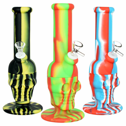 Shop Sinfully Smiling Skull Silicone Water Pipe - 11" Tall - 14mm Female Joint in australian