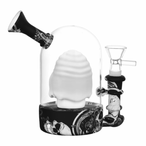 Shop Spun Skull Bell Jar Silicone & Glass Water Pipe | 5.5" | 14mm F in australian