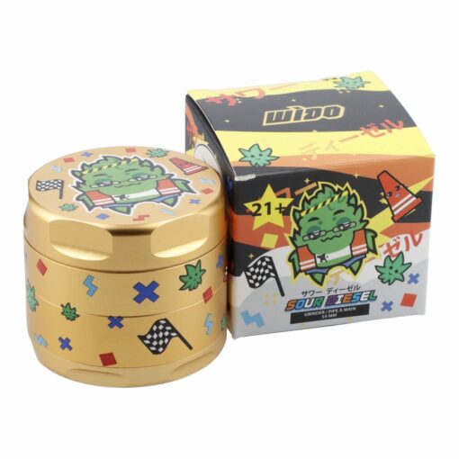 Shop 55mm Sour Diesel 3 Stage Grinder - Yellow Gold in australian